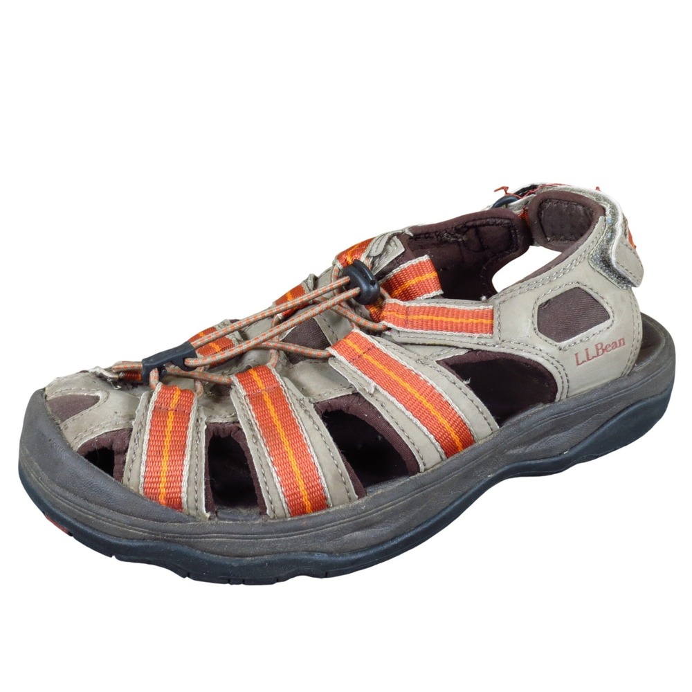 L.L.Bean‎ Mens 7 Brown Orange Synthetic Hiking Water Sandal Active Outdoor
